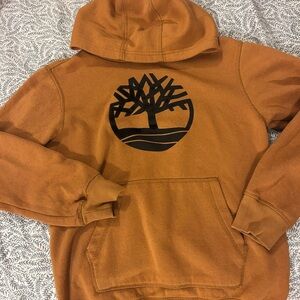 Timberland Men's Tan Hoodie with Black Logo